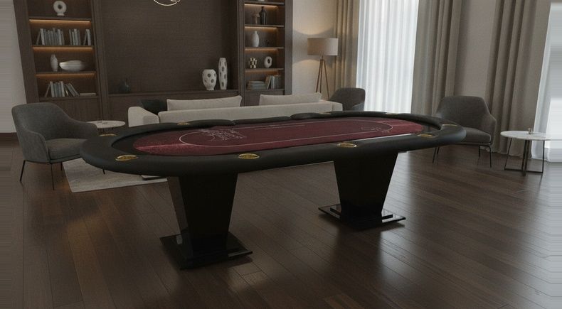 Mesa de Poker 10 Lugares Tecido Vinho e Porta-Copos Dourado - Pro39
